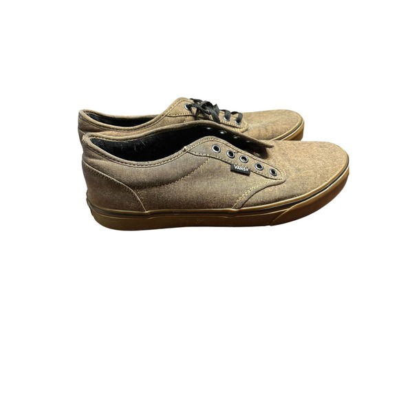 Vans Other - Vans Authentic Washed Brown Canvas Gum Sole Mens Skate Shoes 10.5 721356